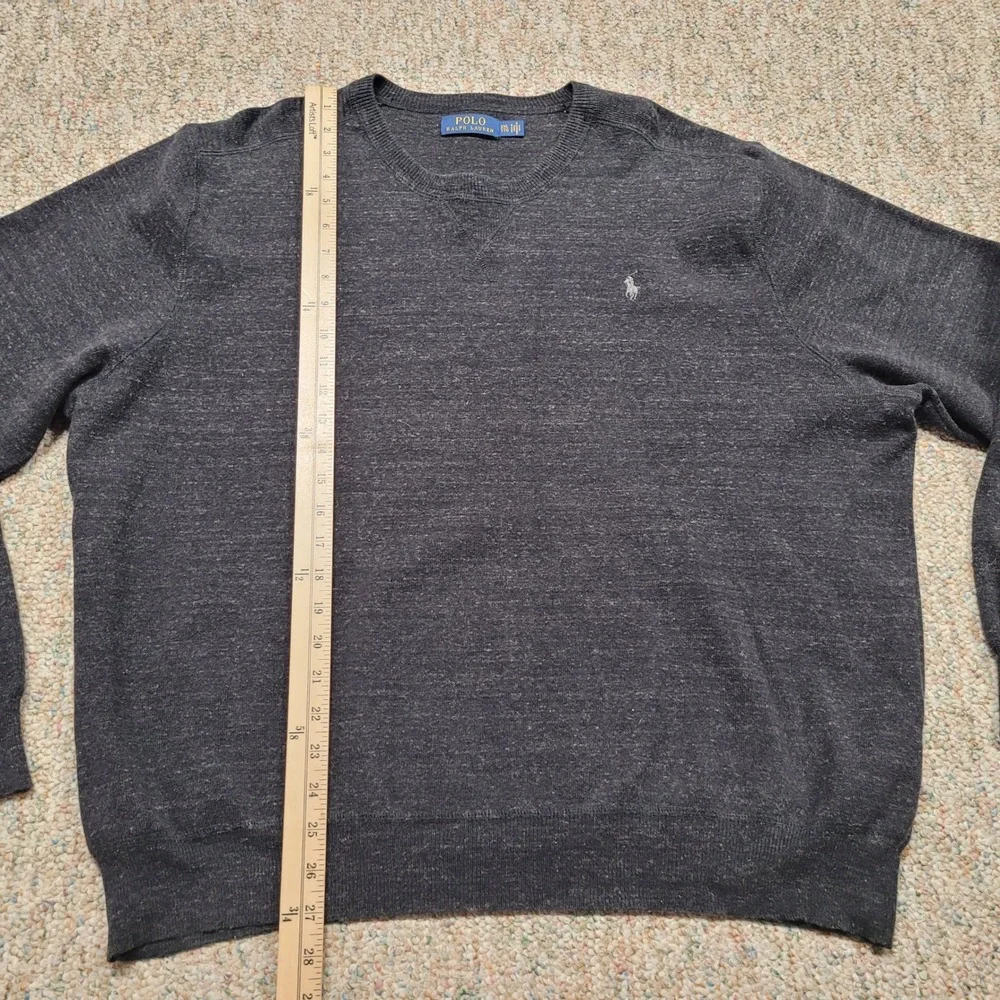 Polo Ralph Lauren Sweater Mens 2XL Charcoal Gray Crewneck Knit Pullover Pony XXL